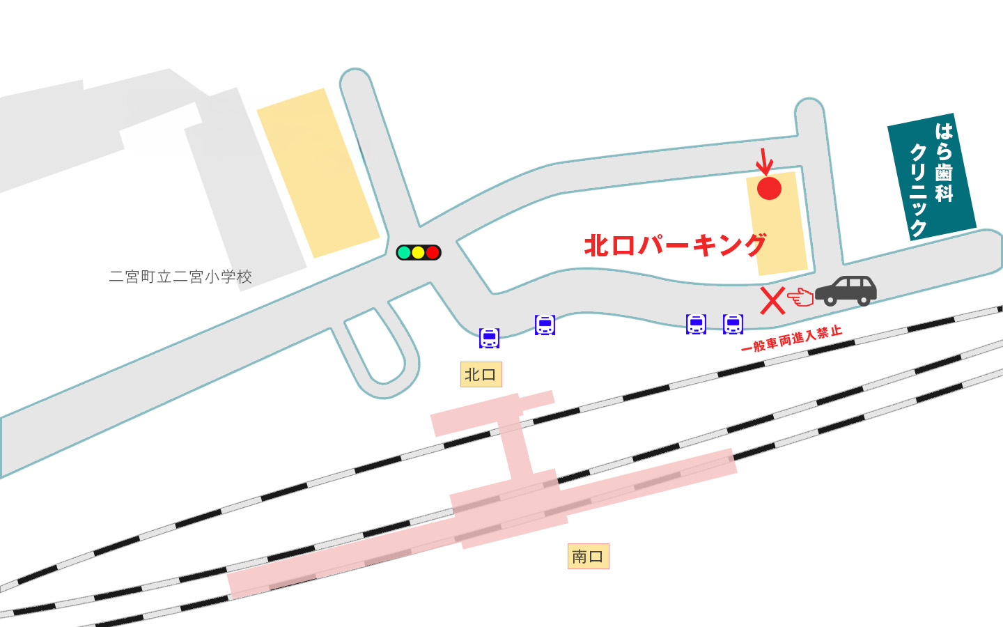 はら歯科クリックの駐車場の全体図